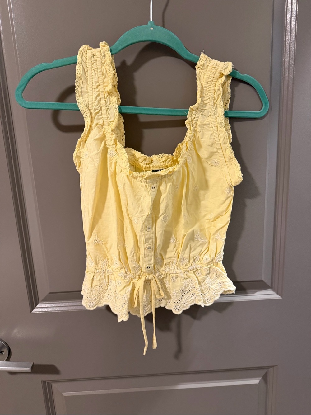 Target Yellow Eyelet Tie-Front Tank Top